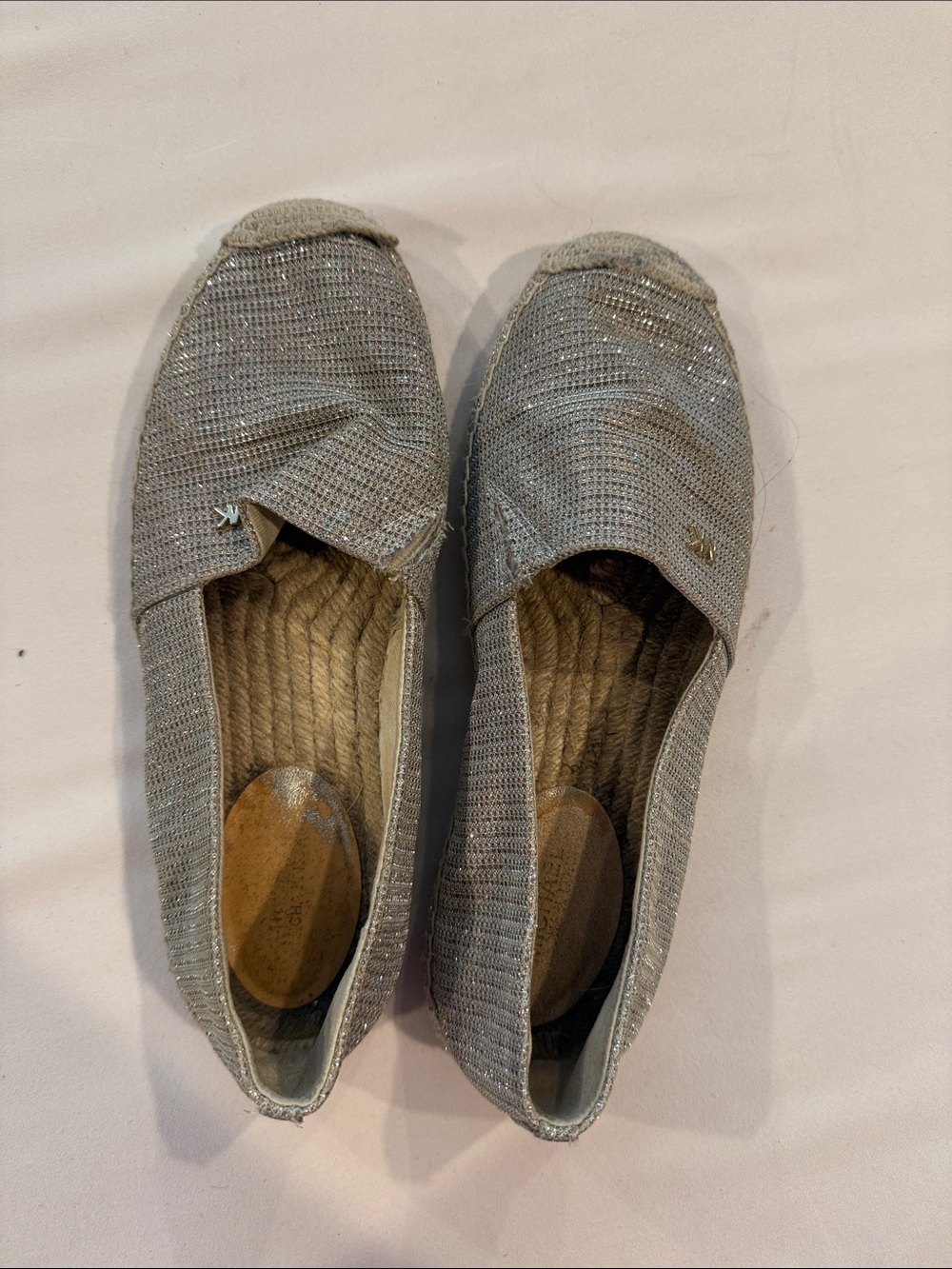 Metallic Silver Slip-On Espadrilles by Michael Kors